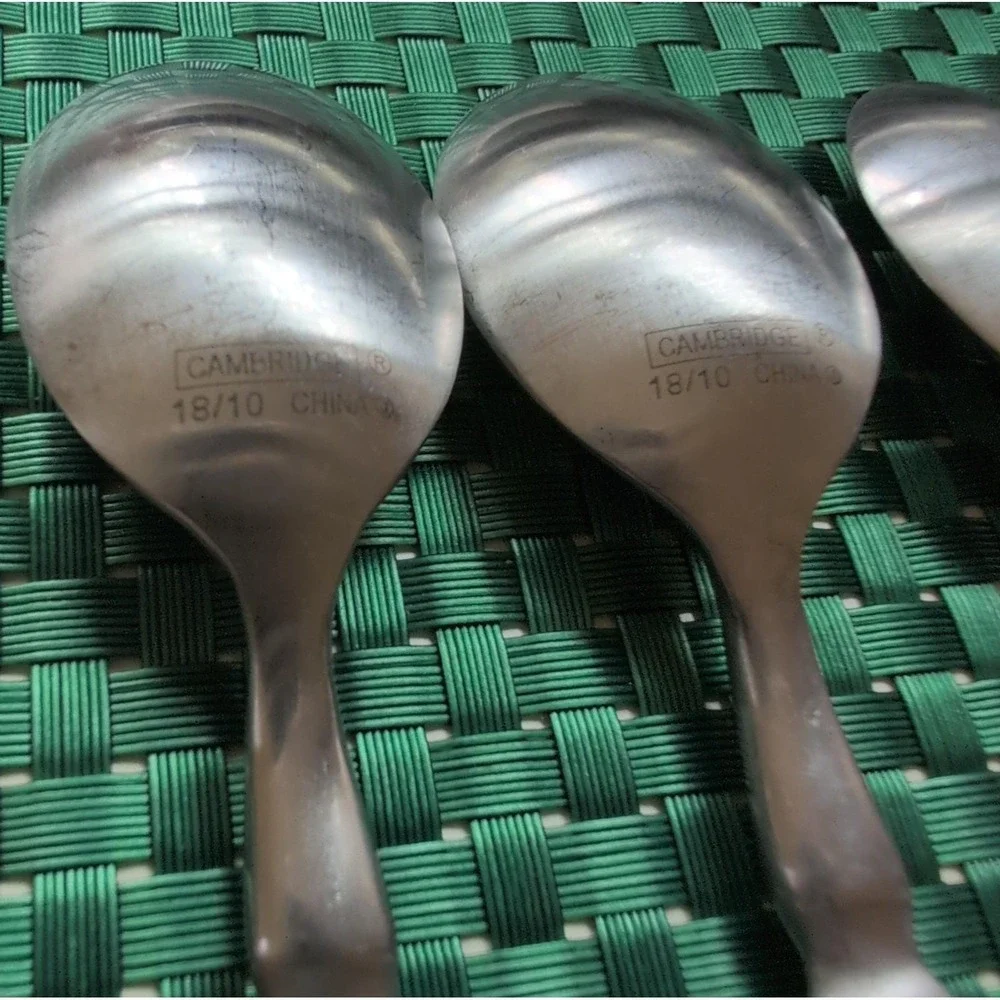 Cambridge TOWNHOUSE Teaspoons Set Lot of 4 SATIN Stainless Bistro Style VTG